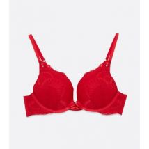 Red Scallop Lace Boost Bra New Look