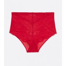 Curves Red Scallop Lace High Waist Briefs New Look