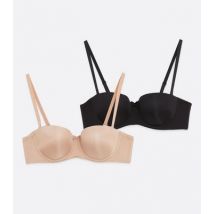 2 Pack Mink and Black Strapless Bras New Look
