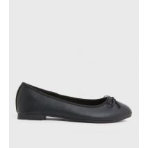 Extra Wide Fit Black Bow Ballet Pumps New Look Vegan