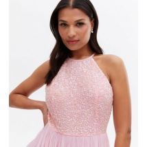 Maya Pink Sequin Halter Maxi Dress New Look