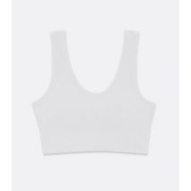 White Ribbed Seamless Crop Top Bralette New Look
