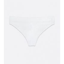 White Ribbed Seamless Thong New Look