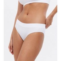 White Ribbed Seamless Bikini Briefs New Look