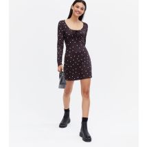 Women's Black Heart Long Sleeve Mini Dress Wednesday's Girl New Look