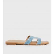 Women's Pale Blue Faux Snake Cut Out Sliders Vegan New Look