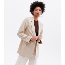 Women's Stone Relaxed Fit Blazer New Look