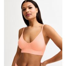 Women's Coral Ribbed Seamless Bralette New Look