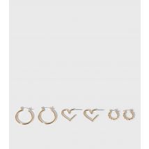 3 Pack Gold Mixed Shape Hoop Earrings New Look