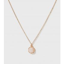 Gold Faux Stone Pendant Necklace New Look