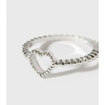 Silver Textured Heart Ring New Look