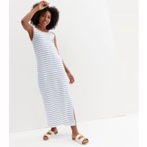 Light Grey Stripe Jersey NYC Logo Sleeveless Dress KIDS ONLY New Look