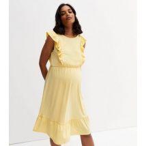 Mamalicious Pale Yellow Frill Tiered Dress New Look