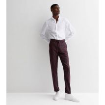 Men's Burgundy Floral Skinny Fit Trousers New Look