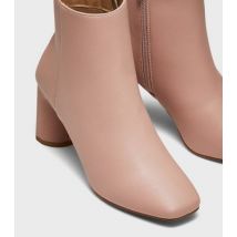 London Rebel Pink Curved Block Heel Ankle Boots New Look
