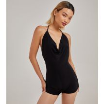 Women's Black Halter Cowl Neck Playsuit Pink Vanilla New Look