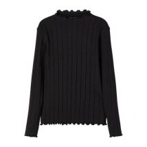 Name It Black Ribbed Knit Frill Long Sleeve Top New Look