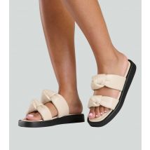 Women's Cream Double Knot Chunky Sliders South Beach New Look