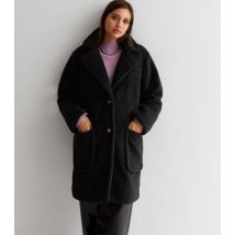 Gini London Black Teddy Long Coat New Look