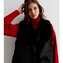 Women's Black Faux Fur Gilet Gini London New Look