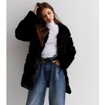 Women's Black Faux Fur Coat Gini London New Look