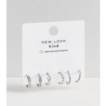 3 Pack Silver Twist Mini Hoop Earrings New Look