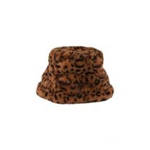 PIECES Brown Leopard Print Faux Fur Bucket Hat New Look