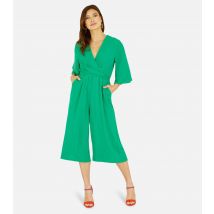 Women's Green Wrap Wide Leg Crop Jumpsuit Mela New Look