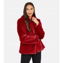 Women's Dark Red Faux Fur Coat Yumi New Look