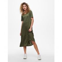 Women's Khaki Short Sleeve Tiered Midi Dress JDY New Look