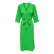 JDY Green 3/4 Sleeve Midi Wrap Dress New Look