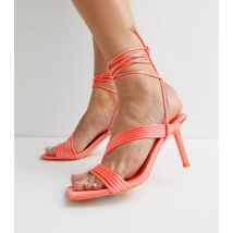 Public Desire Mid Pink Strappy Stiletto Heel Sandals New Look