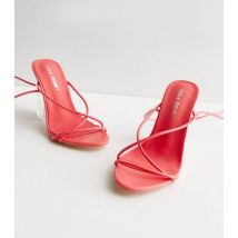 Public Desire Coral Strappy Clear Block Heel Sandals New Look