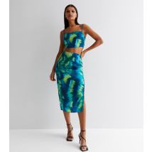 Women's Green Tie Dye Satin Midi Slip Skirt Public Desire New Look