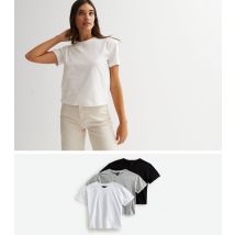Women's 3 Pack Light Grey Black and White Boxy T-Shirts New Look