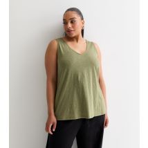 Women's Plus Size Khaki Cross Back Long Vest Curves New Look