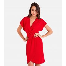 Women's Red Short Sleeve Mini Wrap Dress Mela New Look