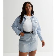 Women's Plus Size Pale Blue Denim Raw Hem Jacket Curves Urban Bliss New Look