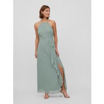 Women's Light Green Halter Neck Drape Frill Open Back Maxi Dress VILA New Look
