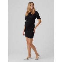 Mamalicious Maternity Black Ruched Puff Sleeve Crop Top New Look