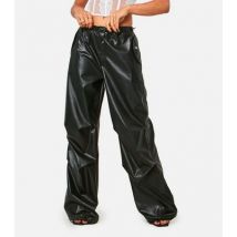 Missy Empire Black Leather-Look Cargo Joggers New Look