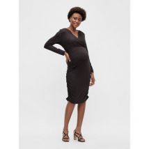 Mamalicious Maternity Dark Brown Wrap Nursing Midi Dress New Look