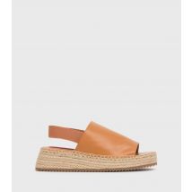Women's Tan Leather-Look Espadrille Wedge Sandals London Rebel New Look