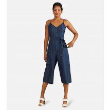 Women's Blue Denim Look Strappy Jumpsuit Yumi New Look