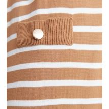 Trendyol Camel Stripe Knit Pocket Button Maxi Dress New Look