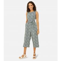 Women's Green Ditsy Floral Tie Waist Crop Jumpsuit Mela New Look