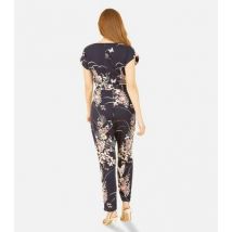 Yumi Navy Butterfly Print Short Sleeve Jumpsuit New Look