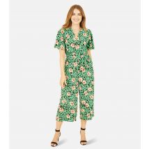 Women's Green Floral-Print Cropped Jumpsuit Mela New Look