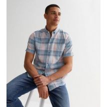 Men's Farah Blue Check Short Sleeve Shirt New Look