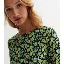 Influence Green Ditsy Floral Jersey Open Back Mini Dress New Look